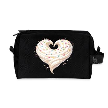 Design sucré en forme de cœur à la crème - Trousse de toilette en tissu recyclé - noir - Devant