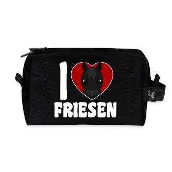 Ich liebe Friesen - Pferdeherz - Recycelte Kulturtasche - Schwarz - Vorne