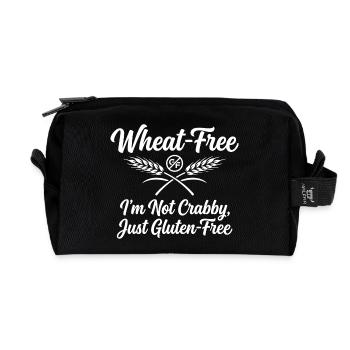 Wheat Free Gluten Free Humor Saying - Recycled Toiletry Zip Bag - black - Front
