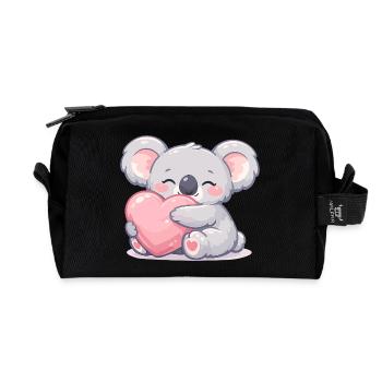 Little koala cuddles heart - Recycled Toiletry Zip Bag - black - Front