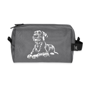 German Wirehaired Whisker "Black Edition" - Recycled Toiletry Zip Bag - anthracite - Front