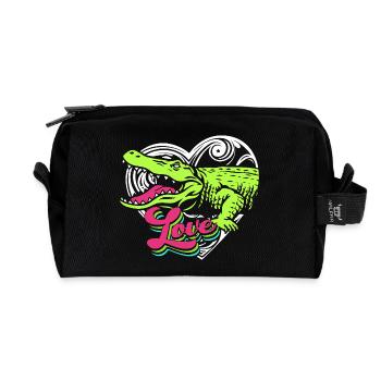 Krokodil Jagd - Recycelte Kulturtasche - Schwarz - Vorne