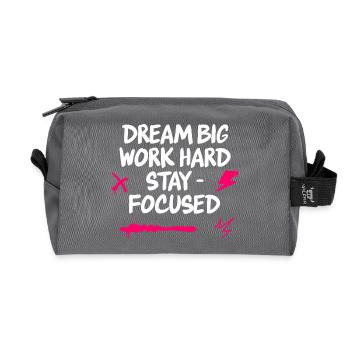 Dream big work hard stay focused - Recycled Toiletry Zip Bag - anthracite - Front
