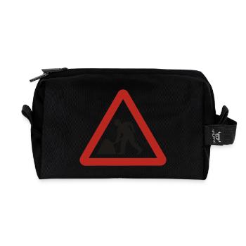 worker,Attention - Recycled Toiletry Zip Bag - black - Front
