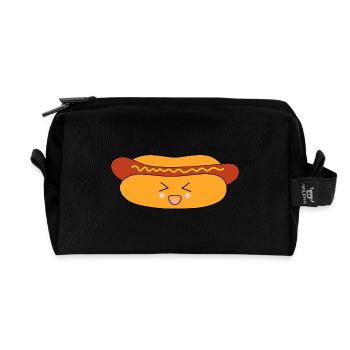 Kawaii Hot dog Wurst Kawaii food Kawaii Sticker - Recycelte Kulturtasche - Schwarz - Vorne