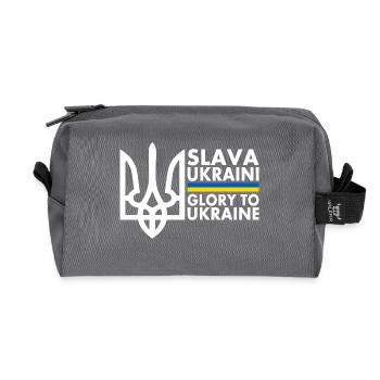 Slava ukraini - Recycled Toiletry Zip Bag - anthracite - Front
