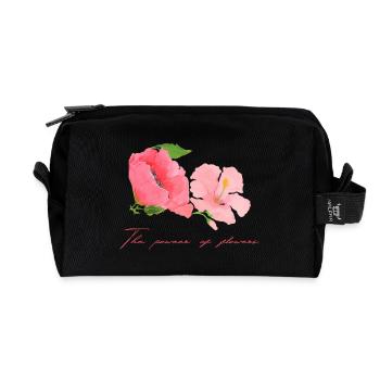 Süßes Blüten Motiv Rosa Rot Muttertag Flower Power - Recycelte Kulturtasche - Schwarz - Vorne