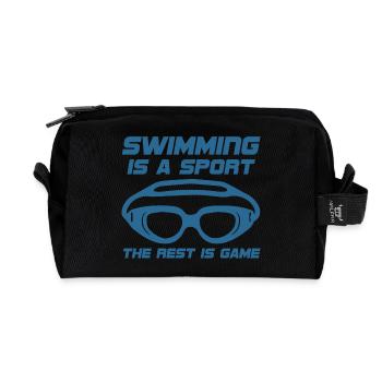 Schwimmen / Schwimmer: Swimming is a sport. The - Recycelte Kulturtasche - Schwarz - Vorne