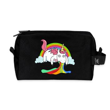 Puking unicorn rainbow - Recycled Toiletry Zip Bag - black - Front