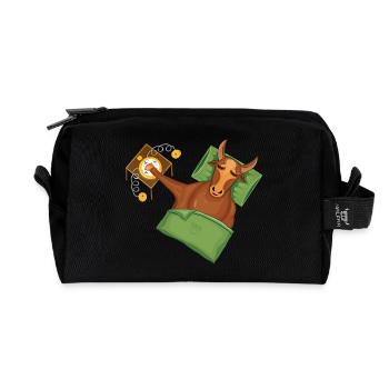 Taurus | Add Text | Examples in the description! - Recycled Toiletry Zip Bag - black - Front