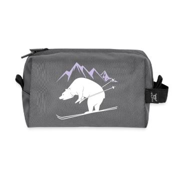 Snowboard Bear - Recycelte Kulturtasche - Anthrazit - Vorne