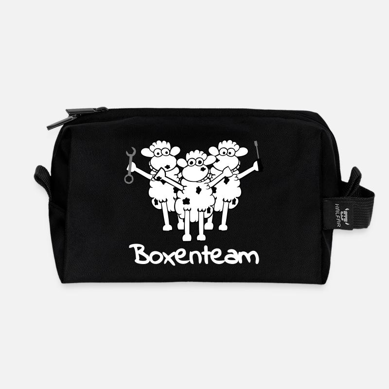 boxenteam_text_w_3f - Recycled Toiletry Zip Bag - black