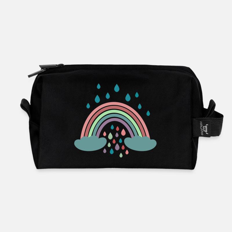 Conception de régenbogen arc-en-ciel heureux - Trousse de toilette en tissu recyclé - noir