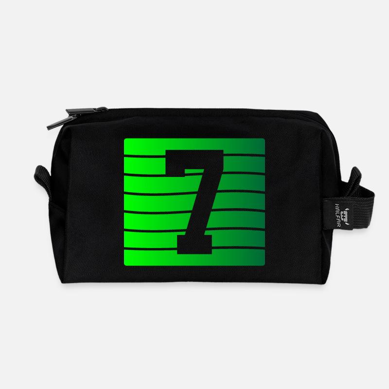 Grünes Streifen-7 Kontrastdesign - Recycelte Kulturtasche - Schwarz