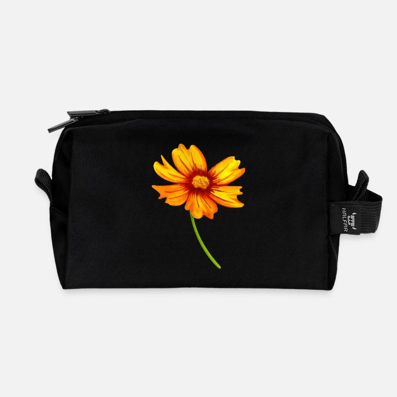 Blume - Recycelte Kulturtasche - Schwarz