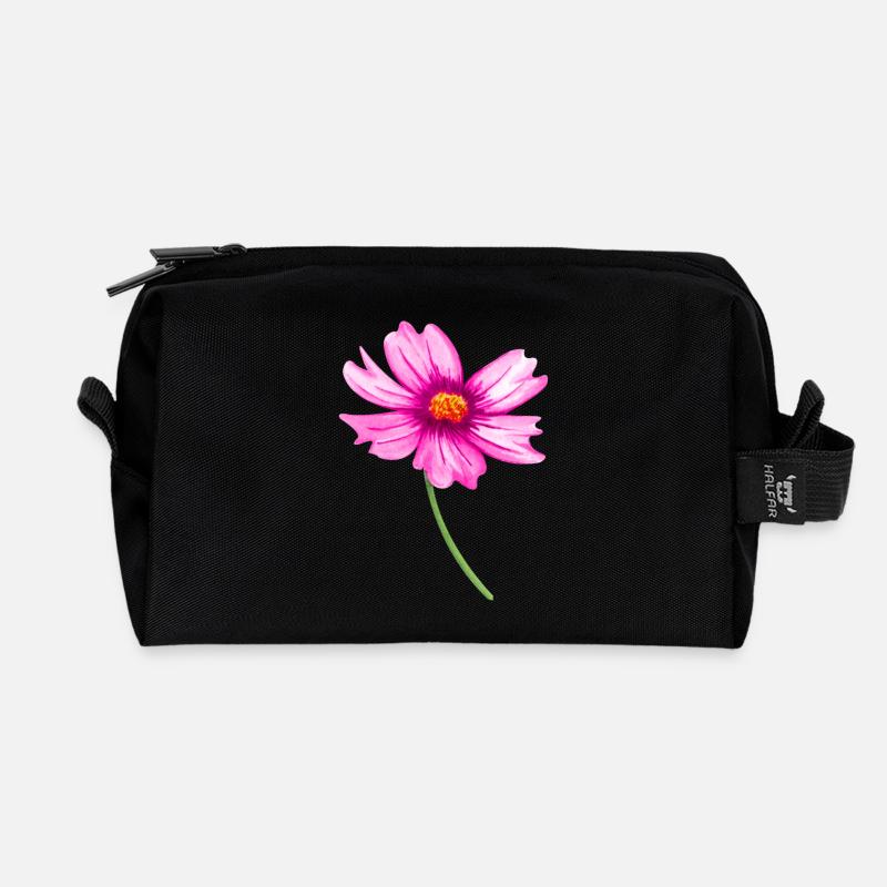Blume - Recycelte Kulturtasche - Schwarz