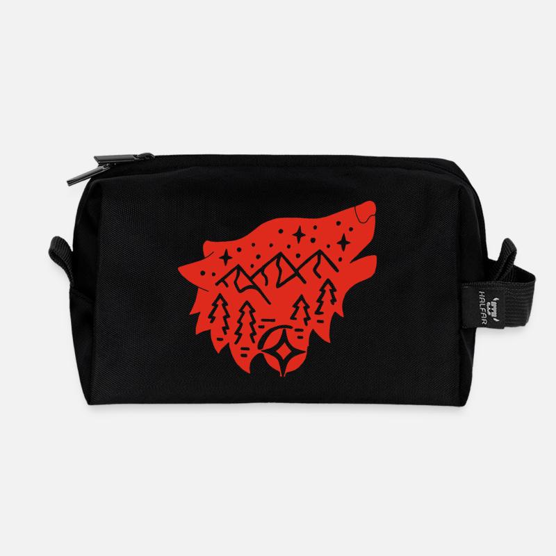Roter Wolf Totem der Natur - Recycelte Kulturtasche - Schwarz