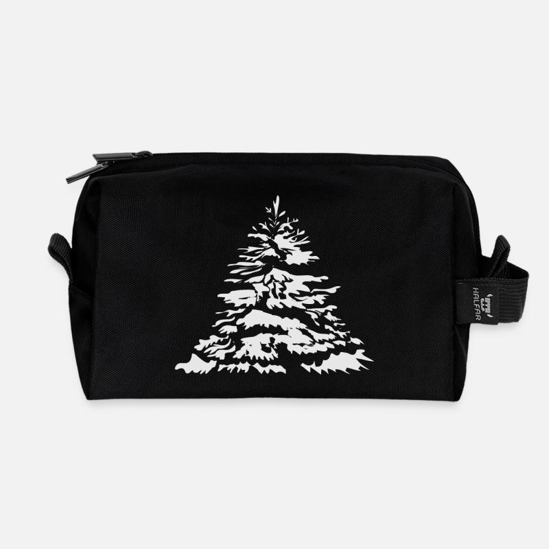 schneebedeckter Christbaum oder Tannenbaum - Recycelte Kulturtasche - Schwarz