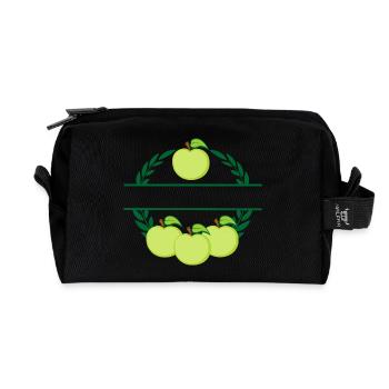 Apples in laurel wreath green apples - Recycled Toiletry Zip Bag - black - Front