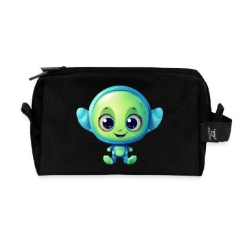 Kawaii Laughing Alien - Recycled Toiletry Zip Bag - black - Front