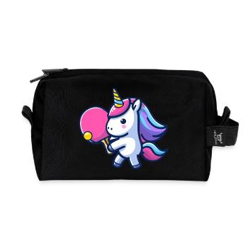 Licorne Licorne avec raquette de tennis de table pour - Trousse de toilette en tissu recyclé - noir - Devant