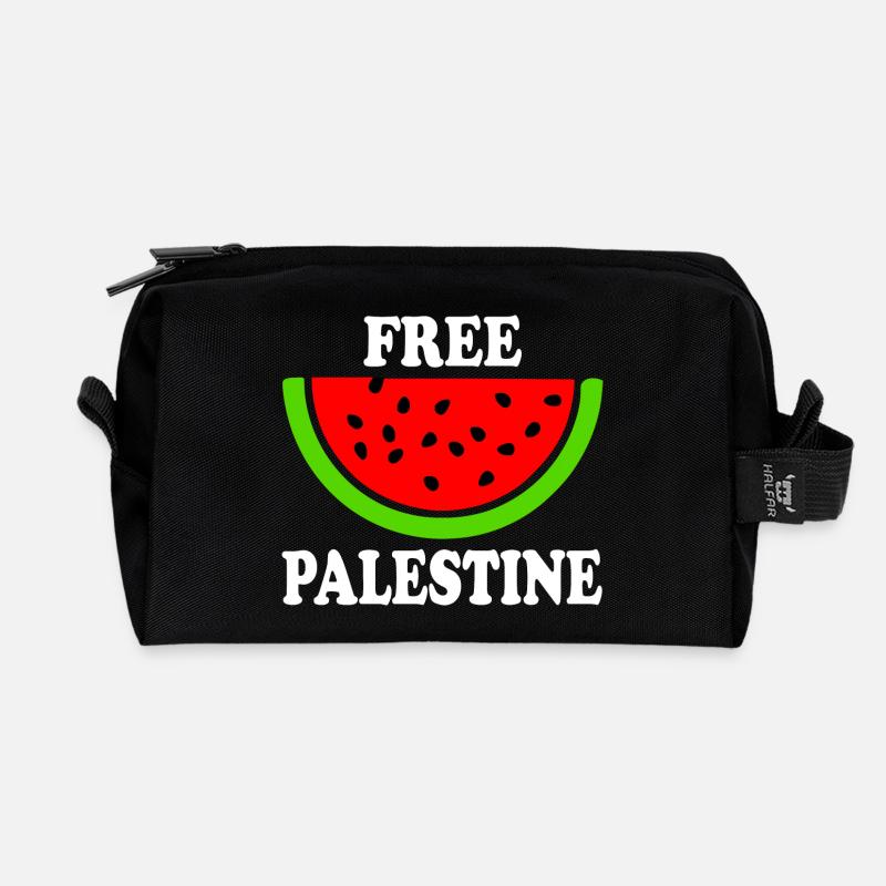 Free palestine - Wassermelone Melone - Recycelte Kulturtasche - Schwarz