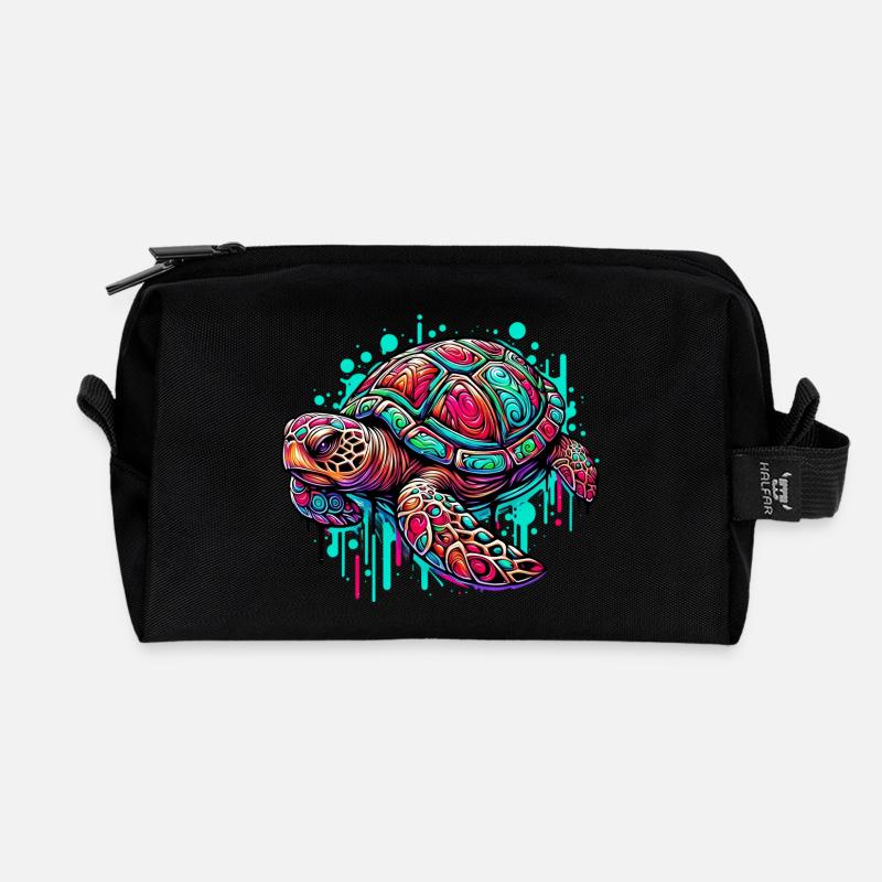 Schildkröte - Recycelte Kulturtasche - Schwarz