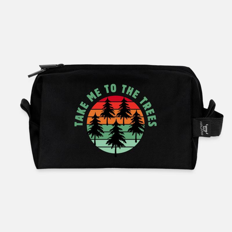Take me to the trees - Recycled Toiletry Zip Bag - black