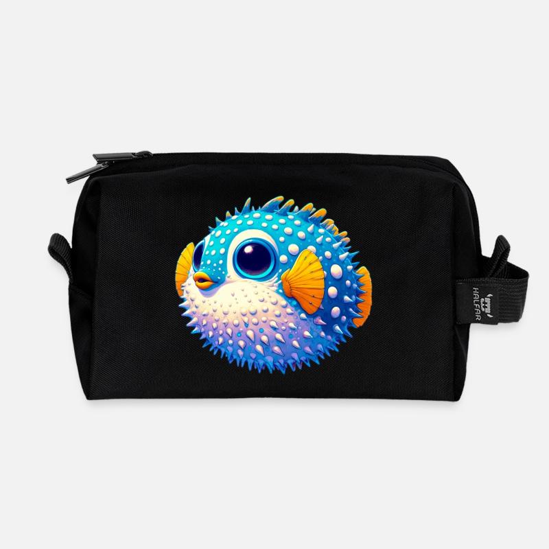 Kugelfisch - Recycelte Kulturtasche - Schwarz