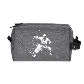 Karate Boy Drawing - Recycled Toiletry Zip Bag - anthracite - Front