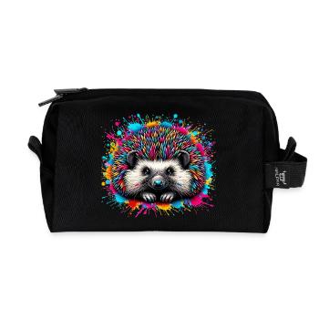Igel - Recycelte Kulturtasche - Schwarz - Vorne