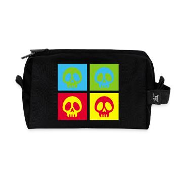 Pop art manga skull - Recycled Toiletry Zip Bag - black - Front