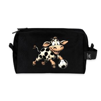 Kühe Fussball / Fussballer Kuh - Recycelte Kulturtasche - Schwarz - Vorne
