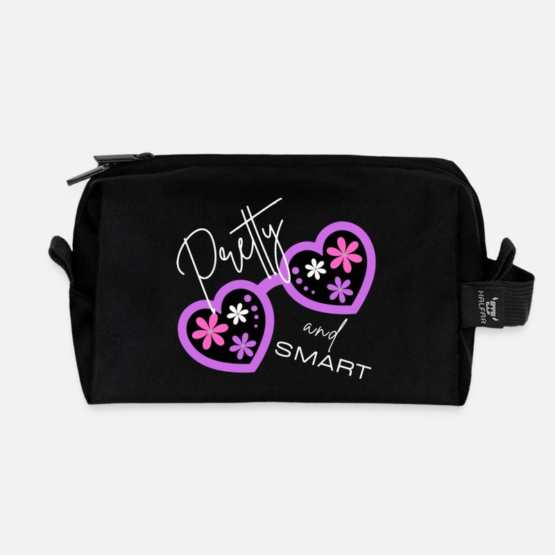 Pretty & Smart - Verspieltes Design - Recycelte Kulturtasche - Schwarz