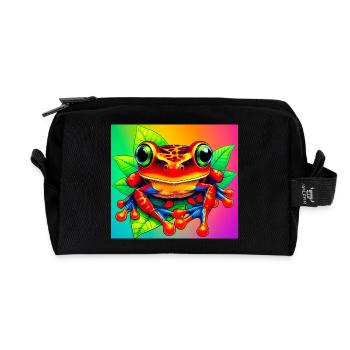 frog - Recycled Toiletry Zip Bag - black - Front