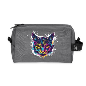 Katze Splatter Farbkleckse - Recycelte Kulturtasche - Anthrazit - Vorne