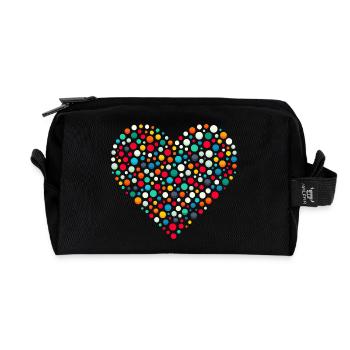 Spotty Colorful Dot Heart Mosaic - Recycled Toiletry Zip Bag - black - Front