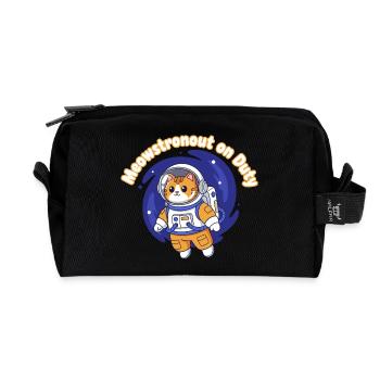 Meowstronaut On Duty - Recycelte Kulturtasche - Schwarz - Vorne