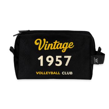 Vintage 1957 – Volleyball Club Retro Birth Year - Recycled Toiletry Zip Bag - black - Front