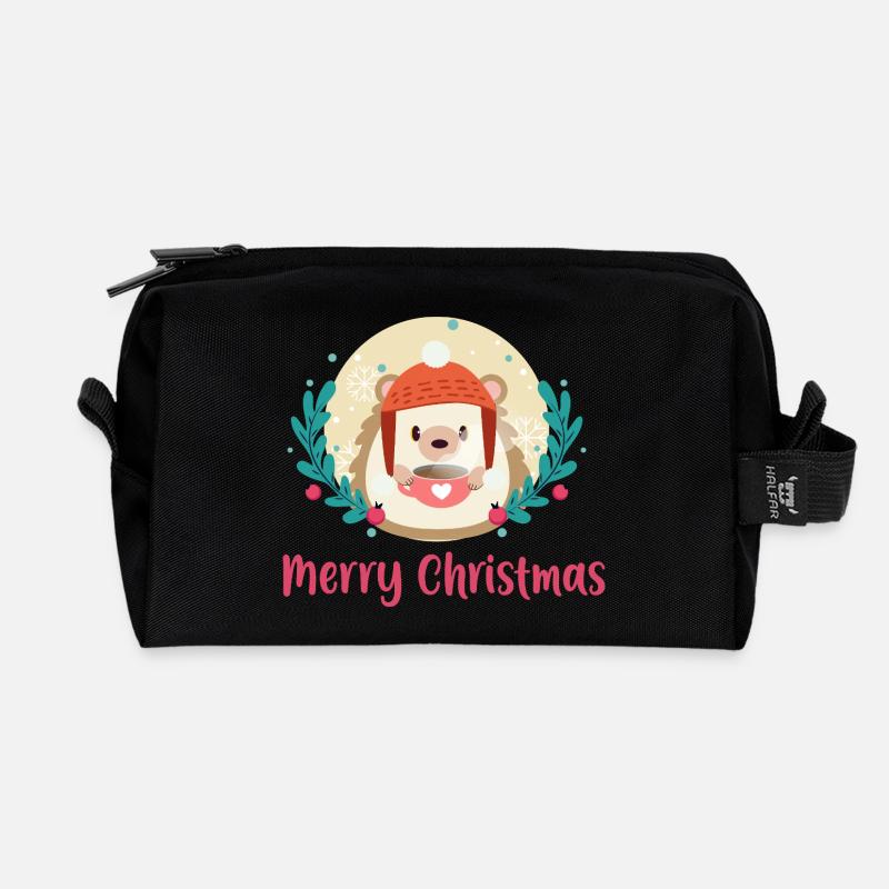 Igel-Weihnachts-Kokon - Recycelte Kulturtasche - Schwarz