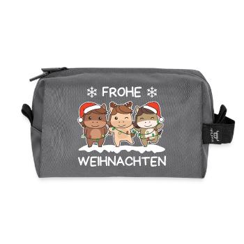 Joyeux cheval de Noël Chevaux de la veille de Noël - Trousse de toilette en tissu recyclé - anthracite - Devant