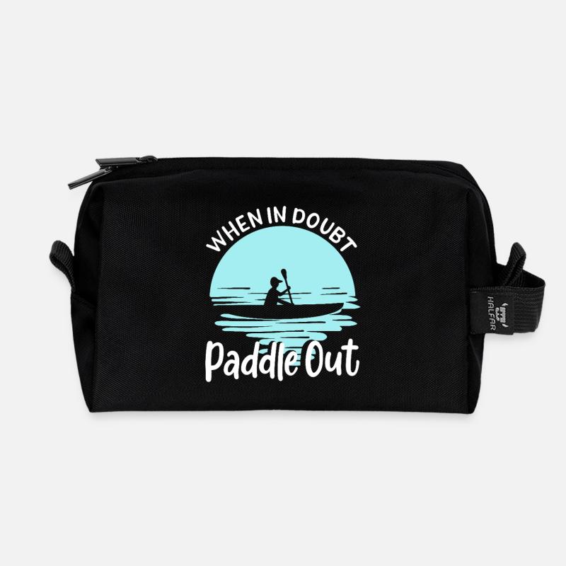 When In Doubt Paddle Out Kayaking Canoe Tee Design - Recycled Toiletry Zip Bag - black