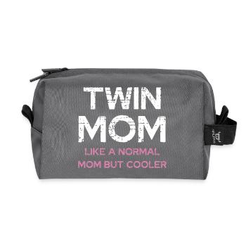 Zwillingsmama – cooler als normale Mama - Recycelte Kulturtasche - Anthrazit - Vorne