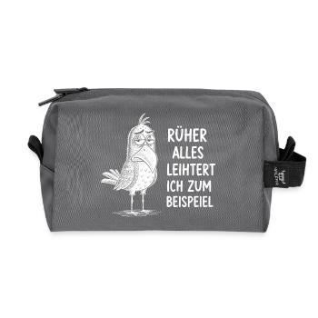 früher war Alles Leichter ich zum Beispiel lustige - Recycelte Kulturtasche - Anthrazit - Vorne