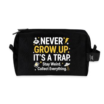 Grow Up Kidult Retro Collector - Recycled Toiletry Zip Bag - black - Front