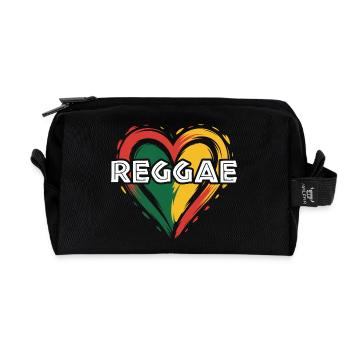Reggae Heart in Colors - Recycled Toiletry Zip Bag - black - Front