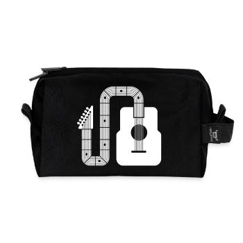 Minimalist Abstract Shape Acoustic Guitar - Recycled Toiletry Zip Bag - black - Front