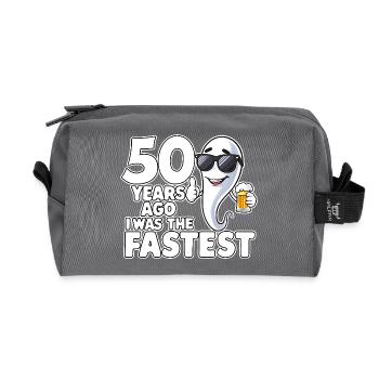 Il y a 50 ans, l’anniversaire le plus rapide et drôle - Trousse de toilette en tissu recyclé - anthracite - Devant