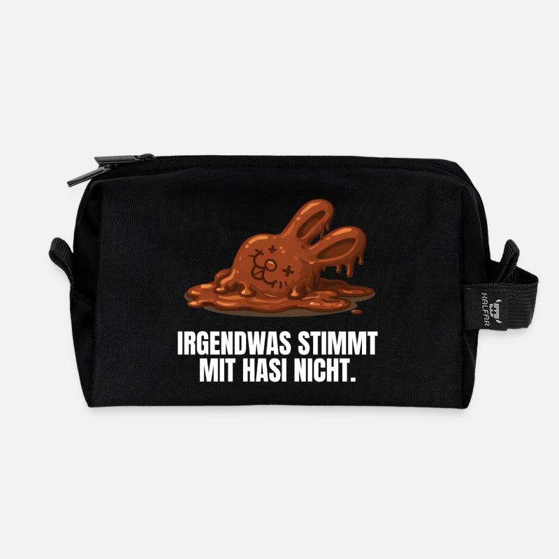 Hasi Ostern Schokohase lustig - Recycelte Kulturtasche - Schwarz