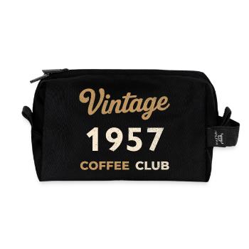 Vintage 1957 – Coffee Club Retro Birth Year - Recycled Toiletry Zip Bag - black - Front